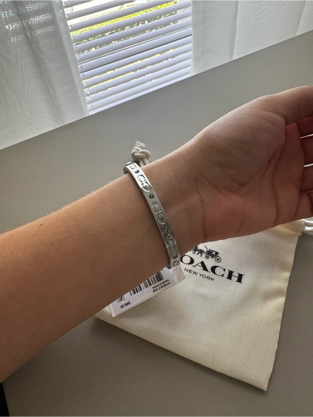 Coach Silver-Tone Signature Bangle Bracelet - Picture 7 of 9